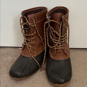 Khombu Brown and Black Waterproof Duck Boots